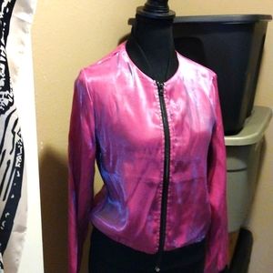 Mardi Gras Jacket Bomber Shiny Purple Small